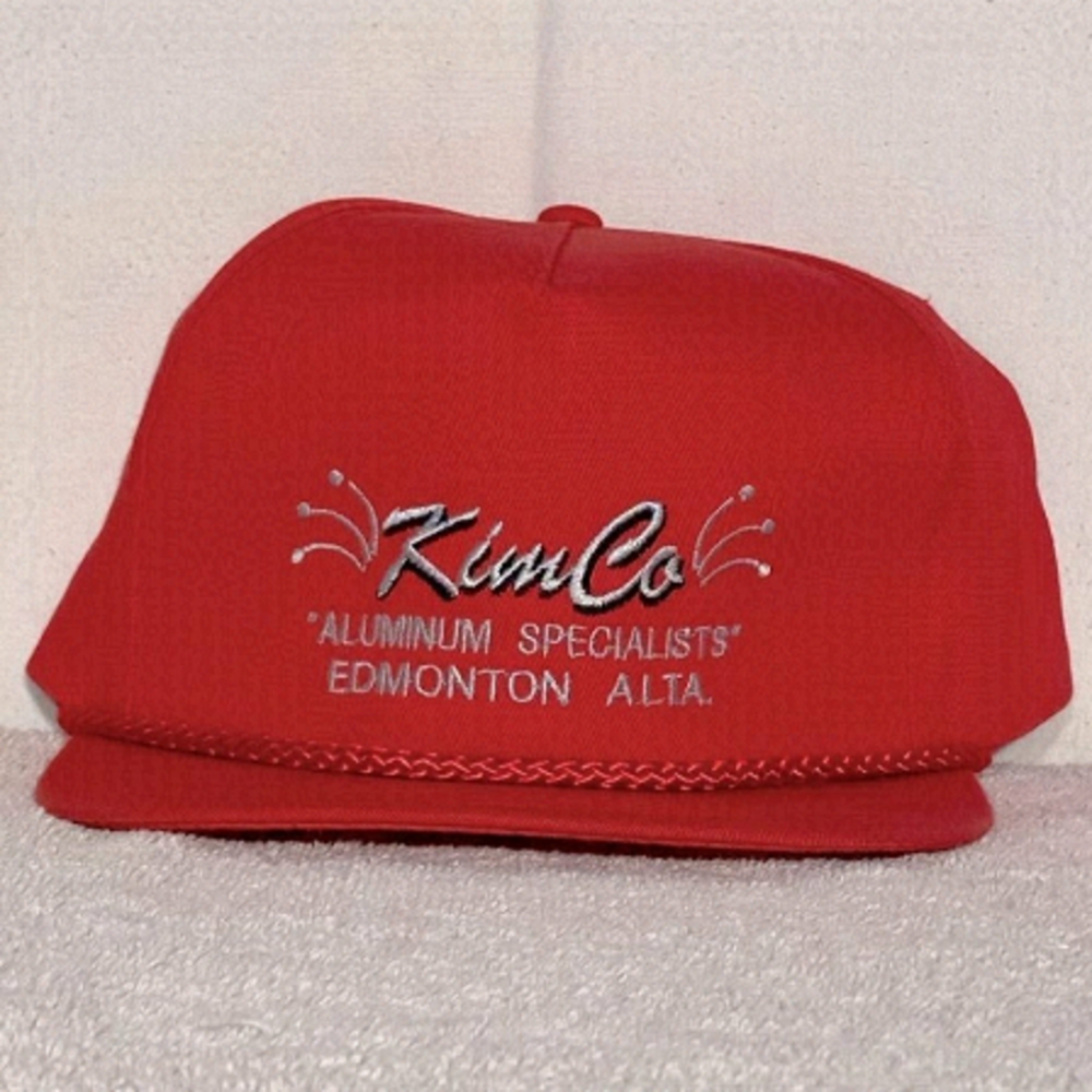 Vintage Kim Co Aluminum Specialists Edmonton Alta Red Trucker Hat